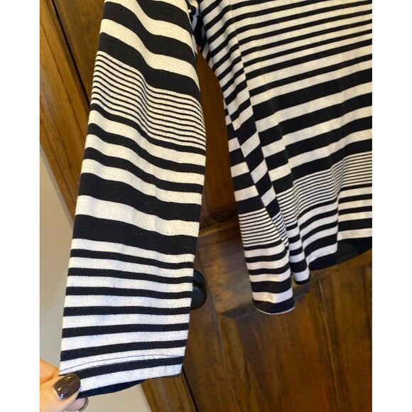 Croft & Barrow Blouse Plus Sz Petite XL Navy White Striped Top Casual + Stretch - Picture 6 of 11
